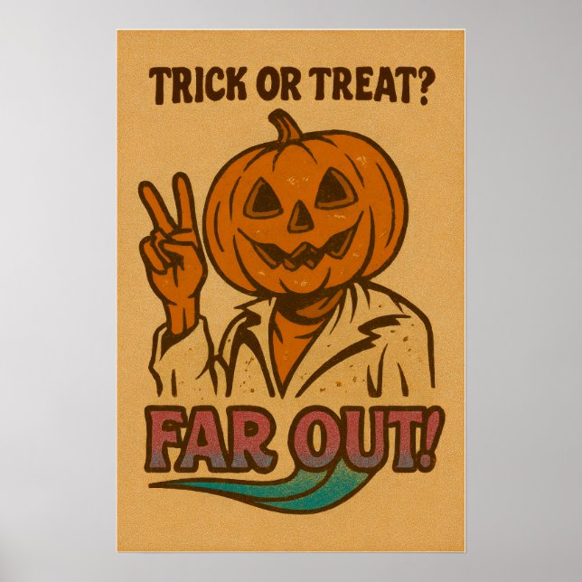 Bus eller godis? | Retro Halloween Pumpkin Poster (Framsidan)