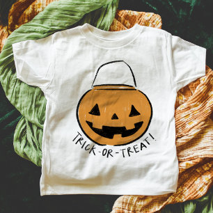 Bus eller godis Retro Pumpkin Bucket Halloween T Shirt