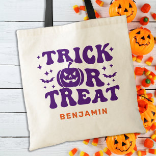 Bus eller godis Retro Simple Personlig Halloween Tygkasse