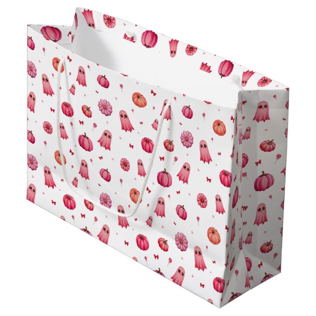 Bus eller godis Rosa Halloween Pumpkins (Framsidan Vinklad)