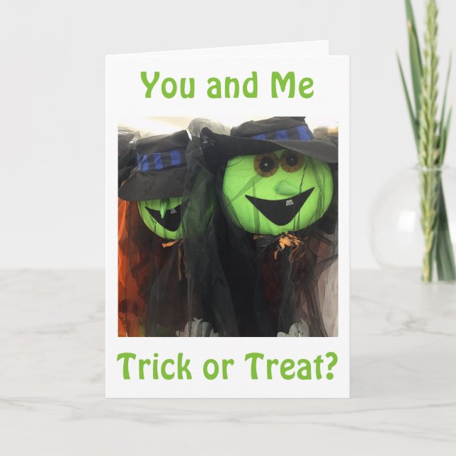 BUS ELLER GODIS-SAY TREAT PLEASE ROMANTIK HALLOWEE KORT (Framsida)