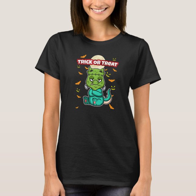 Bus eller godis Scary Creepy Halloween Monster Hal T Shirt (Framsida)
