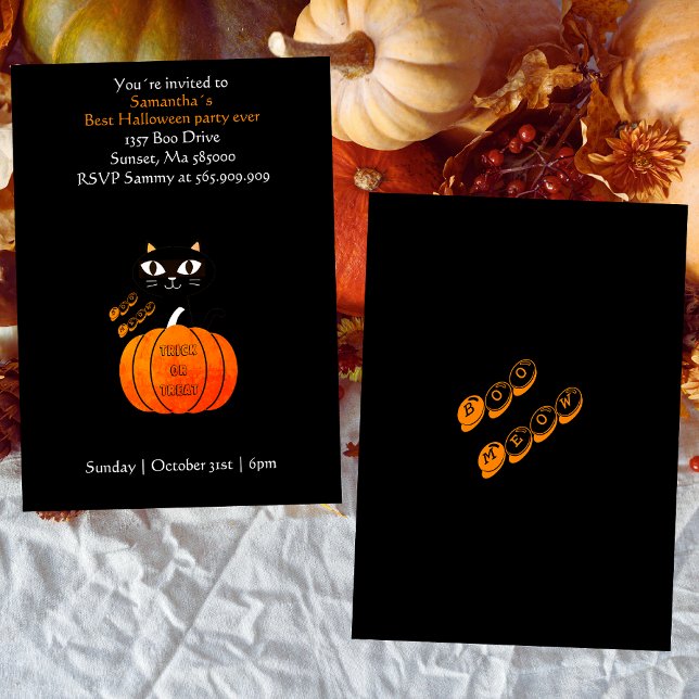 Bus eller godis Scary Orange Black Kids Halloween Inbjudningar (Skapare uppladdad)
