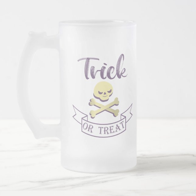 Bus eller godis, skallkorsben Halloween-band Frostat Ölglas (Vänster)