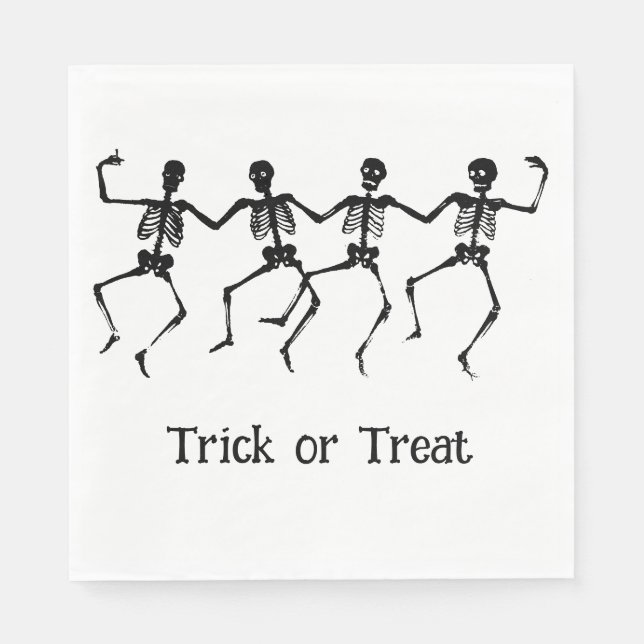 Bus eller godis Skeletons Dancing Halloween Pappersservett (Framsidan)