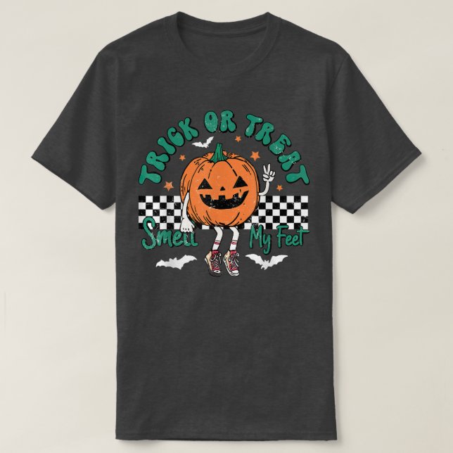 Bus eller godis Smell min Feet Cute Pumpkin Hallow T Shirt (Design framsida)