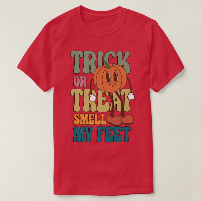 Bus eller godis Smell min Feet Funny Halloween Kid T Shirt (Design framsida)