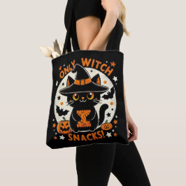 Bus eller godis söt Cat Witch Tote Bag Tygkasse