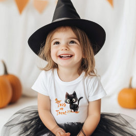 Bus eller godis söt svart katt Halloween fest T Shirt