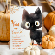 Bus eller godis söt svart katt Spooktacular party