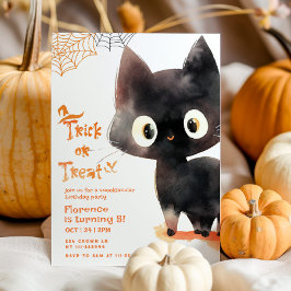 Bus eller godis söt svart katt Spooktacular party Inbjudningar