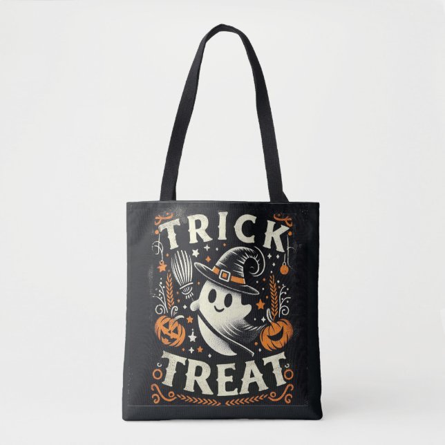Bus eller godis söt Witch Ghost Tote Bag Tygkasse (Framsida)