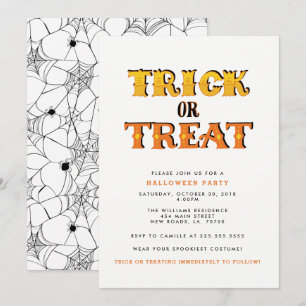Bus eller godis Spider Halloween fest Inbjudningar