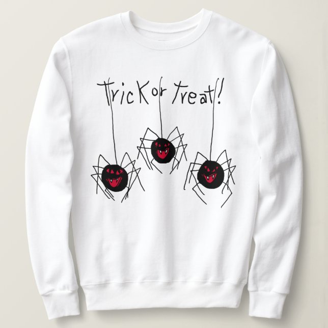 Bus eller godis Spiders Halloween Sweatshirt T Shirt (Design framsida)