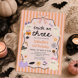 Bus eller godis spök Halloween 3-års födelsedag Inbjudningar
