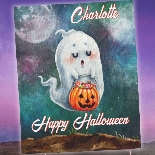 Bus eller godis, Spöken är Söt Happy halloween Fleecefilt (Skapare uppladdad)