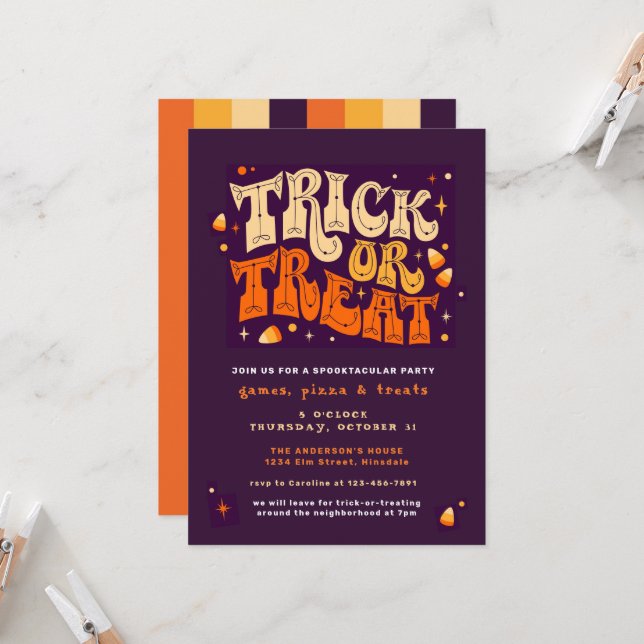 Bus eller godis, Spooktacular Halloween fest Inbju Inbjudningar (Fram/Back In Situ)