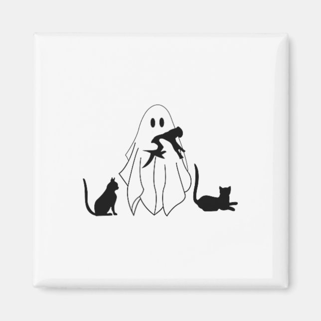 Bus eller godis Spooky Funny Ghost Black Cat Pocke Magnet (Framsidan)