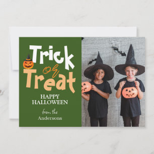 Bus eller godis   Spooky Halloween-familjfoto Julkort