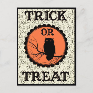 Bus eller godis Spooky Halloween Uggla Vykort