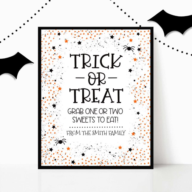Bus eller godis-tecken för Halloween Poster (Halloween Trick or Treat Sign)