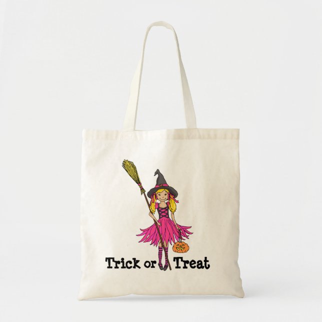Bus eller godis tjejer Halloween-väska Tygkasse (Framsidan)