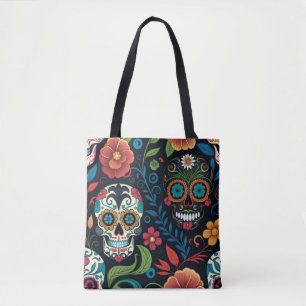 Bus eller godis Tote Bag, Sugar Skull Tote Bag Tygkasse
