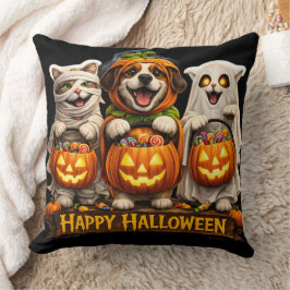 Bus eller godis trio fantasifull glad Halloween-de Kudde