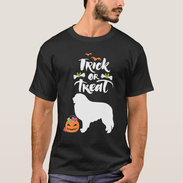 Bus eller godis Underbar Pyrenees Hund Halloween C T Shirt (Framsida)