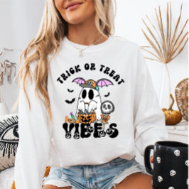 Bus eller godis Vibes Retro Cute Ghost & Candy T Shirt