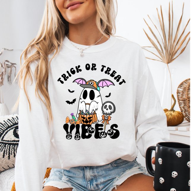 Bus eller godis Vibes Retro Cute Ghost & Candy T Shirt (Skapare uppladdad)