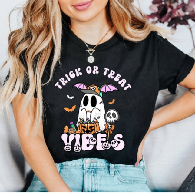Bus eller godis Vibes Retro Ghost & Candy Hallowee T Shirt (Skapare uppladdad)