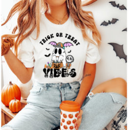Bus eller godis Vibes Retro Ghost Candy Halloween T Shirt
