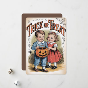"Bus eller godis" Vintage barn Halloween Julkort