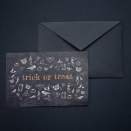 Bus eller godis Vintage Chalkboard Halloween Vykort