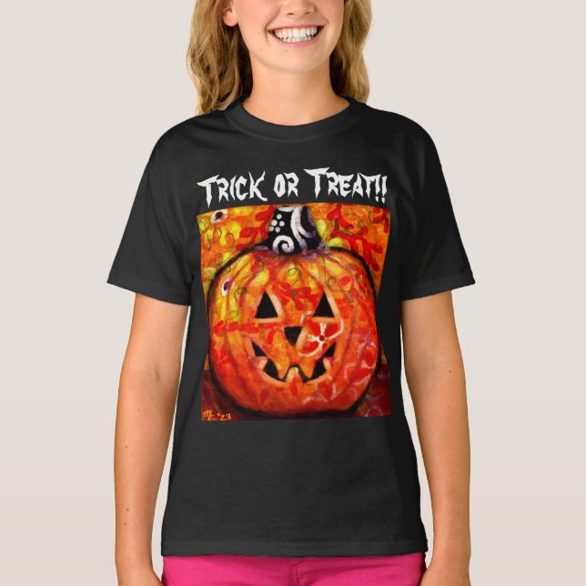 Bus eller godis Whimsical Jack-O-Lantern Pumpkin T Shirt (Framsida)