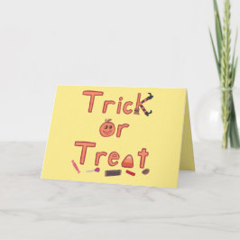 Bus eller godis Witch Ben Candy Halloween Design Kort
