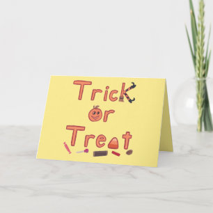 Bus eller godis Witch Ben Candy Halloween Design Kort
