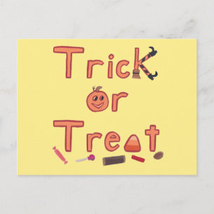Bus eller godis Witch Ben Candy Halloween Design Vykort
