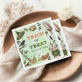 Bus eller godis Witch Halloween Birthday Napkins Pappersservett