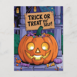 Bus eller godis Yo'Self Funny Halloween Vykort