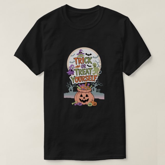 Bus eller godis Yourself - Cute Halloween Candy oc T Shirt (Design framsida)