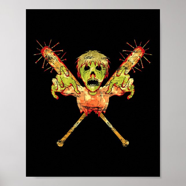 Bus eller godis Zombie Gift Scary Halloween Poster (Framsidan)