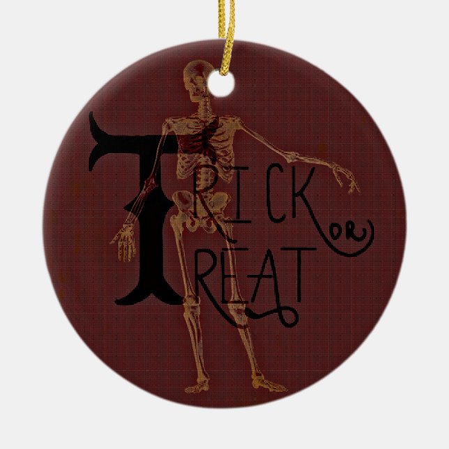 Bus eller godisHalloween skelett- grym Collage Julgransprydnad Keramik (Framsidan)