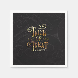 Bus eller gods Skallar Svart & Guld Halloweenfest Pappersservett