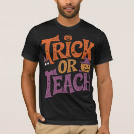 Bus eller Lärare Groovy Lärare Halloween Retro T Shirt