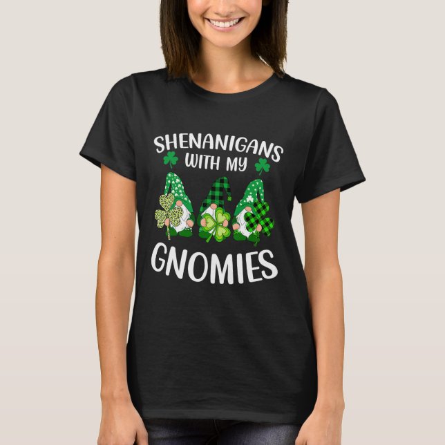 Bus med mina gnomer Shamrock St Patrick's  T Shirt (Framsida)