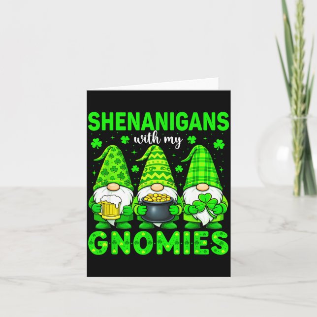 Bus med små tomtar st patricks day gnome män kort (Framsida)