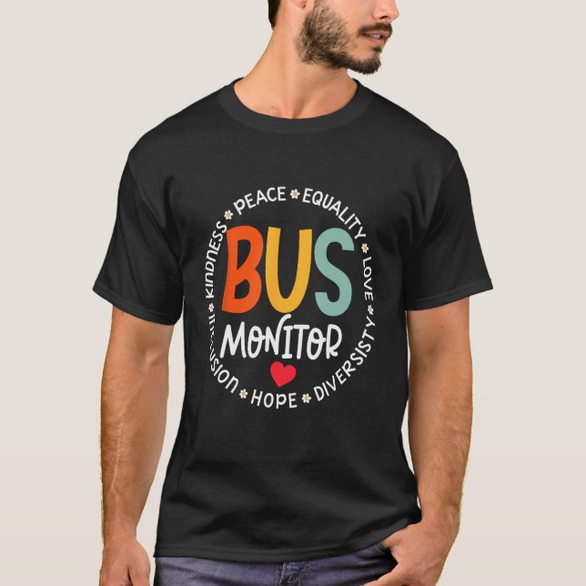 Bus Monitor Driver Aide Matching Group Squad Back  T Shirt (Framsida)
