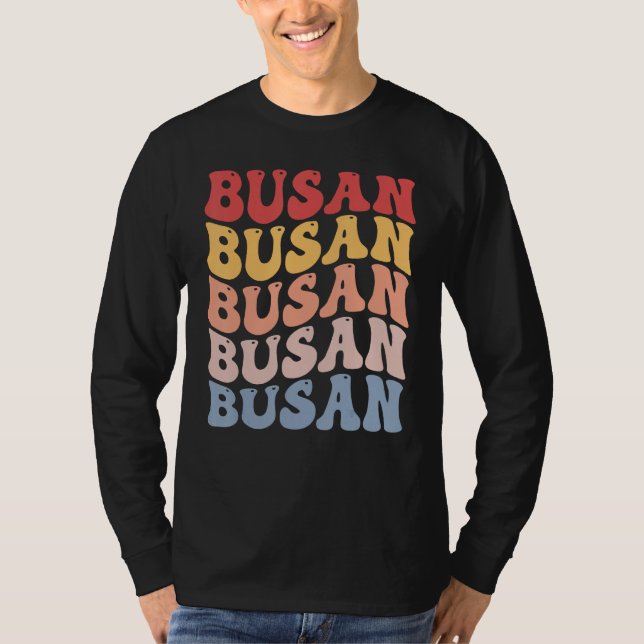 Busan City Groovy Retro T Shirt (Framsida)
